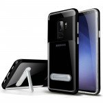 Wholesale Galaxy S9 Clear Armor Bumper Kickstand Case (Black)